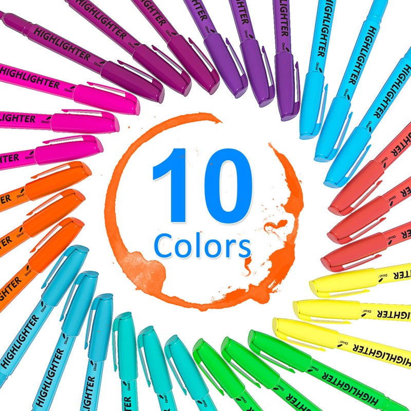 Lelix 30 Pack Highlighters, 10 Bright Colors, Chisel Tip, Quick Drying for Back to School, Office, Home, ideal for Highlighting Underlining - Image 2